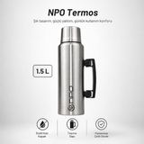 MSP NT01 1.5l Çift Katmanlı Vakum Teknolojili 24H Sıcak 48H Soğuk 72H Buzlu Koruma Çelik Termos
