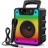 MSP Rms Güçlü Bluetooth Parti Hoparlörü - 4 Inç Rgb Işıklı - Kablolu Mikrofonlu Karaoke Seti Mikrofon Dahil - Fm Radyo, USB ve Tf Kart Destekli Ses Bombası