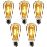 MSP Rustik LED Ampul 5 Li Eko Paket Amber E27 Duy Armut Tipi ST64 Dekoratif Aydınlatma Edison Ampül