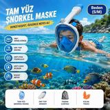MSP Tam Yüz Şnorkel Maske (S-M) Beden Panoramik Görüşlü Deniz Gözlüğü Dry Top Sistem Şnorkel Seti