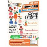 Msticker 190 Adet Kişiye Özel Okul Etiketi Isimli Kalem Defter Suluk Etiket Dayanıklı Etiket Vazolu Çiçek - Karışık - Yok