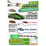 MSticker 190 Adet Kişiye Özel Okul Etiketi İsimli Kalem Defter Suluk Etiket Dayanıklı Etiket Yarış Arabaları