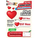 Msticker 190 Adet Kişiye Özel Okul Etiketi Isimli Kalem Defter Suluk Etiket Suya Dayanıklı Etiket Kalpli - Karışık - Yok