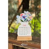 Msticker 2026 Ahşap Ayaklı Çiçekli Tasarım Mini Özel Tasarım Takvim Yeni Yıl Hediyesi Öğretmenler Günü Hediyesi Masaüstü Takvim