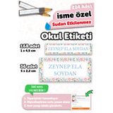 MSticker 204 Adet Kişiye Özel Okul Etiketi İsimli Kalem Defter Suluk Etiket Dayanıklı Etiket Çiçekli