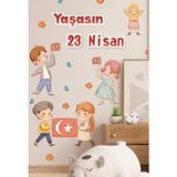 MSticker 23 Nisan Sticker Seti, Yaşasın 23 Nisan Çocuk Bayramı Okul Ev Süsleme