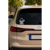 MSticker Baby On Board Beyaz Oto Cam Stickerı 15x17,5 cm | Arabada Bebek Var Araç Stickerı