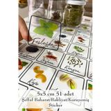 MSticker Baharatlık-kuruyemiş Şeffaf Baskılı Mutfak Kavanoz Etiket Sticker