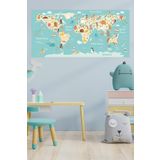 MSticker-Çocuklar Için Eğitici Ingilizce Dünya Haritası Sticker(50x100cm)