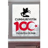 MSticker Cumhuriyetin 100.yılı Kutlu Olsun Sticker, Cam Duvar 29 Ekim Stickerı Çift Yön Görünür Folyo Sticker