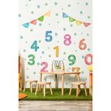 Msticker Eğitici ve Eğlenceli Rakamlar Flama ve Puantiyeler Okul Kreş Anaokulu Çocuk Odası Cam Duvar Sticker Seti - Standart - 40 x 126 cm
