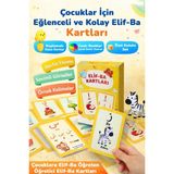 MSticker Elif-Ba Kartları | Çocuklar İçin Eğlenceli ve Kolay Elifba Öğrenme Seti - 29 Kart ve Özel Kutulu