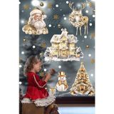 MSticker Gold Yılbaşı Seti, Yeni Yıl Yılbaşı Kış Konseptli Yılbaşı Süsü Sticker Seti Noel Baba Ağaçlar Evler