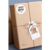 MSticker-Hand Made-made With Love Sticker, Yuvarlak Etiket-4x4cm-70 Adet