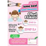 Msticker Isim Yazılabilen Sevimli Melek Kız Okul Etiketi 190 Adet 1,5 x 4 cm ve 2 x 5,5 cm Boyutlarıyla