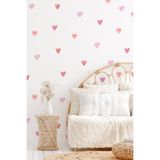 MSticker Kalp Sticker Seti, 77 adet Pembe Tonlarda Özel Kesim Duvar Cam Çocuk Odası Sticker, Soft Kalpler