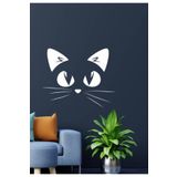 MSticker-Kedi Silüeti Duvar Sticker Beyaz 30x30 cm
