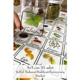 MSticker-Kuruyemiş - Baharat - Bakliyat Kavanoz Etiketi Suya Dayanıklı Mutfak Kavanoz Etiket Sticker