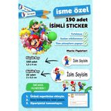 Msticker Okul Etiketi 190 Adet Süper Mario Temalı Yırtılmaz ve Sudan Etkilenmeyen Etiketler