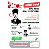 MSticker Okul Etiketi Atatürk ve Bayrak Temalı 190 Adet Kişisel İsim Yazılabilen Etiketler