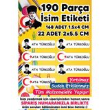 Msticker Okul Etiketi Kalem Defter Etiketi Atatürk ve Bayrak Temalı Özel Isim Yazılabilen Etiket - 190 Adet