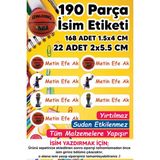 Msticker Okul Etiketi Kalem Defter Etiketi Basketbol Temalı Isim Yazılabilen Etiket - 190 Adet