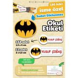 MSticker Okul Etiketi Kalem Defter Etiketi Batman Özel Isim Yazılabilen Etiket 190 Adet