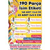 MSticker-Okul Etiketi Kalem Defter Etiketi Deniz Kızları Temalı Özel Isim Yazılabilen Etiket - 190 Adet