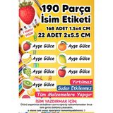 Msticker Okul Etiketi Kalem Defter Etiketi Meyveler Özel Isim Yazılabilen Etiket - 190 Adet