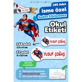 MSticker Okul Etiketi Kalem Defter Etiketi Özel Isim Yazılabilen Etiket 190 Adet Supermen