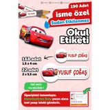 MSticker Okul Etiketi Kalem Defter Etiketi Özel Isim Yazılabilen Etiket Cars 190 Adet isimli etiket