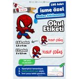 MSticker Okul Etiketi Kalem Defter Etiketi Özel Isim Yazılabilen Etiket Mini Spiderman2 - 190 Adet