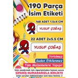 MSticker Okul Etiketi Kalem Defter Etiketi Özel Isim Yazılabilen Etiket Minik Spiderman - 190 Adet