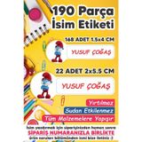 MSticker Okul Etiketi Kalem Defter Etiketi Özel Isim Yazılabilen Etiket Şirin Baba Tek 190 Adet