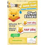 MSticker Okul Etiketi Kalem Defter Etiketi Özel Isim Yazılabilen Etiket Winnie The Pooh 190 Adet
