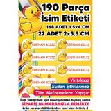 Msticker Okul Etiketi Kalem Defter Etiketi Sevimli Ördek Temalı Özel Isim Yazılabilen Etiket - 190 Adet