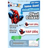 Msticker Okul Etiketi Kalem Defter Etiketi Spiderman Özel Isim Yazılabilen Etiket - 190 Adet