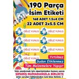 Msticker Okul Etiketi Kalem Defter Etiketi Yunus Temalı Özel Isim Yazılabilen Etiket - 190 Adet