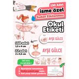 MSticker Okul Etiketi Kalem Defter isimli Etiket Isim Yazılabilen Balerin - 190 Adet Özel Tasarım Okul Etiket