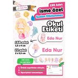 Msticker Okul Etiketi Kalem Defter Isimli Etiket Isim Yazılabilen Deniz Kızı - 190 Adet Özel Tasarım Etiket - Karışık - Yok