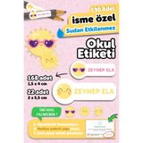MSticker Okul Etiketi Kalem Defter isimli Etiket Isim Yazılabilen Güneş Temalı - 190 Adet Özel Tasarım