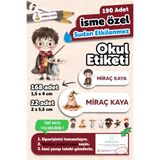MSticker Okul Etiketi Kalem Defter isimli Etiket Isim Yazılabilen Harry P - 190 Adet Özel Tasarım Okul Etiket