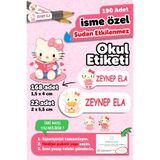 MSticker Okul Etiketi Kalem Defter isimli Etiket Isim Yazılabilen Hello Kety - 190 Adet Özel Tasarım