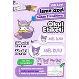 MSticker Okul Etiketi Kalem Defter isimli Etiket Isim Yazılabilen Kuromi 2 - 190 Adet Özel Tasarım Etiket