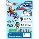 MSticker Okul Etiketi Kalem Defter isimli Etiket Isim Yazılabilen Marvel - 190 Adet Özel Tasarım