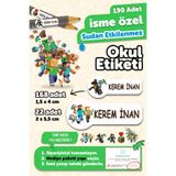 MSticker Okul Etiketi Kalem Defter isimli Etiket Isim Yazılabilen Minecr - 190 Adet Özel Yeni Tasarım