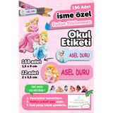 MSticker Okul Etiketi Kalem Defter isimli Etiket Isim Yazılabilen Prenses Temalı - 190 Adet Özel Tasarım