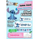 MSticker Okul Etiketi Kalem Defter isimli Etiket Isim Yazılabilen Stitch - 190 Adet Özel Yeni Tasarım