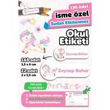 Msticker Okul Etiketi Kalem Defter Isimli Etiket Isim Yazılabilen Unicorn - 190 Adet Özel Tasarım Etiket - Karışık - Yok