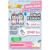 MSticker Okul Etiketi Kalem Defter isimli Etiket Isim Yazılabilen Unicorn Temalı - 190 Adet Özel Yeni Tasarım